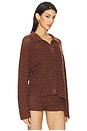 view 3 of 5 Fabiana Button Down Sweater in Chocolate