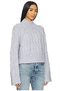 view 2 of 4 Arta Mock Neck Cable Sweater in Light Dusty Blue