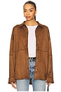 view 1 of 5 Elyse Faux Suede Shacket in Brown