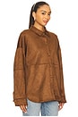 view 3 of 5 Elyse Faux Suede Shacket in Brown