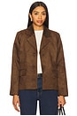 view 1 of 5 Evi Faux Suede Jacket in Dark Brown