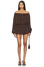 view 1 of 3 Kai Linen Romper in Chocolate Brown
