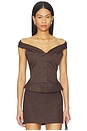 view 1 of 4 Gracyn Top in Dark Brown