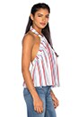 view 3 of 4 Cory Halter Top in Blue & Red Stripe