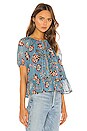 view 3 of 5 Christiana Top in Dusty Blue Floral