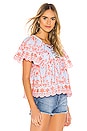 view 2 of 4 TOP BRODÉ DAISY in Blue & Orange