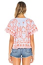 view 3 of 4 TOP BRODÉ DAISY in Blue & Orange