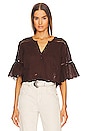 view 1 of 4 Sherri Embroidered Blouse in Chocolate Brown