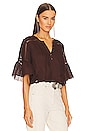 view 2 of 4 Sherri Embroidered Blouse in Chocolate Brown