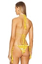view 3 of 4 Remy Crochet Bikini Top in Yellow Stripes