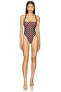 view 1 of 3 Brigitte One Piece in Brown & Cream Dot