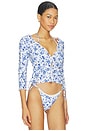 view 2 of 4 Milano Top in White & Blue Floral