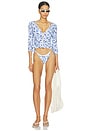 view 4 of 4 Milano Top in White & Blue Floral