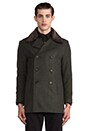 view 1 of 6 Jeff Peacoat w/ Sherling Collar in Forest Green