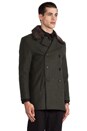 view 3 of 6 Jeff Peacoat w/ Sherling Collar in Forest Green