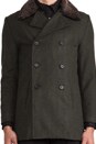 view 5 of 6 Jeff Peacoat w/ Sherling Collar in Forest Green