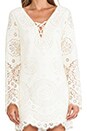 view 5 of 5 Lace Up Bell Sleeve Dress in Cream