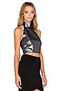 view 2 of 3 Halter Crop Top in Black & Silver