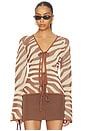 view 1 of 4 Sutton Knit Blouse in Chocolate Zebra