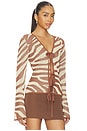 view 2 of 4 Sutton Knit Blouse in Chocolate Zebra