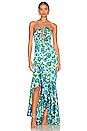 view 1 of 3 ROBE DE SOIRÉE EDIE in Cerulean Lotus Block Print