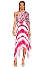 view 1 of 3 Saanvi One Shoulder Dress in Barberry Watercolor Botanical