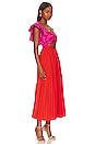 view 2 of 4 Cleopatra Pleated Dress in Scarlet Orange & Pink Lemonade