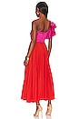 view 4 of 4 Cleopatra Pleated Dress in Scarlet Orange & Pink Lemonade