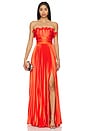 view 1 of 3 Losey Ruffle Neck Gown in Sun Coral