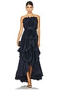 view 1 of 4 Janey Tiered Shell Midi Dress in Navy