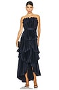 view 4 of 4 Janey Tiered Shell Midi Dress in Navy