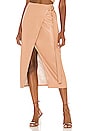 view 1 of 4 Faux Leather Wrap Skirt in Toasted Almond