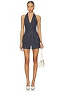 view 1 of 3 Nevin Halter Romper in Denim Tweed
