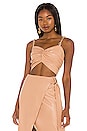 view 1 of 4 Twist Front Faux Leather Top in Toasted Almond