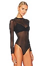 view 3 of 5 Stay Simple Mesh Bodysuit in Black