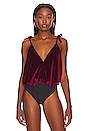 view 2 of 5 Once In A Blue Moon Velvet Bodysuit in Burgundy
