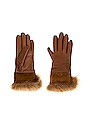 view 2 of 2 GUANTES LEATHER SUEDE CUFF TECH GLOVE in Chestnut