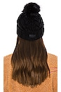 view 2 of 3 Knit Cable Beanie with Faux Fur Pom in Black