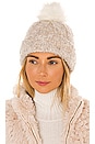 view 1 of 3 Boucle Knit Cuff Pom Hat in Oatmeal