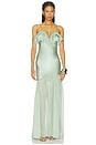 view 1 of 3 Elaria Cami Silk Gown With Lace Up in Celadon