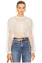 view 1 of 5 Viviane Cape Layer Long Sleeve Blouse in Pearl