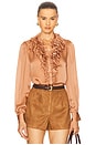 view 1 of 4 BLUSA DE SEDA COM BABADOS ROUEN in Desert Rose