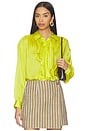 view 1 of 4 Gesture Long Sleeve Silk Blouse in Chartreuse