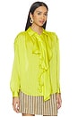 view 2 of 4 Gesture Long Sleeve Silk Blouse in Chartreuse