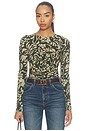 view 1 of 4 TOP DE PUNTO DE MANGA LARGA ASHA  in Khaki Floral