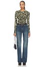 view 5 of 4 TOP DE PUNTO DE MANGA LARGA ASHA  in Khaki Floral