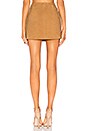 view 3 of 4 Suede Mini Wrap Skirt in Tan