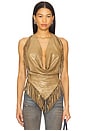 view 2 of 4 Shimmery Fringe Halter Top in Gold