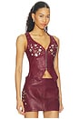 view 2 of 5 Concho Leather Top in Maroon Banner