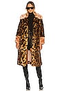 view 1 of 4 Express Faux Fur Coat in Leopard & Peach